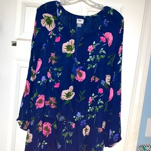 Old Navy blue and floral long sleeve dress.